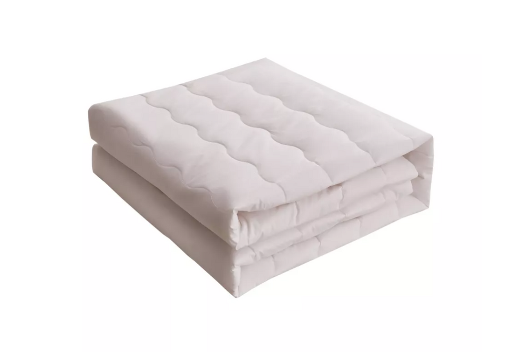 Farm To Home 100% Organic Cotton Quilted Wavy Down Alternative Mattress Pad - Queen