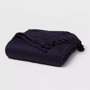 Faux Mohair Bed Throw - Navy