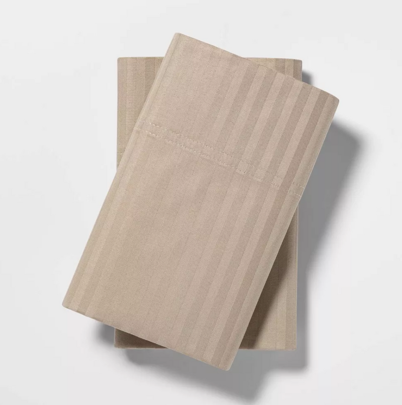400 Thread Count Damask Standard Solid Pillowcase Set -  Natural