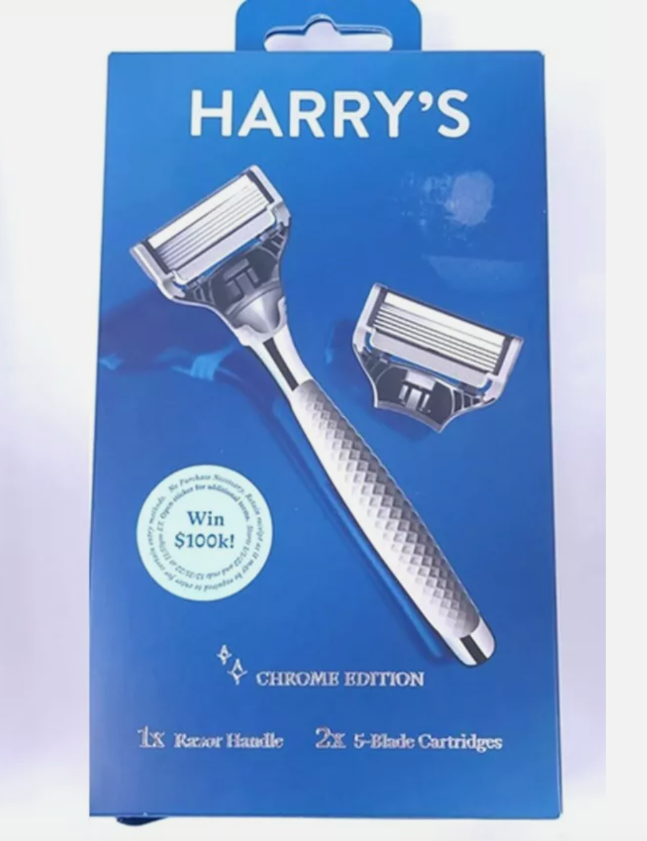 2x Harry's Men's Razor Chrome Edition Handle and 4ct Razor Blade Cartridges