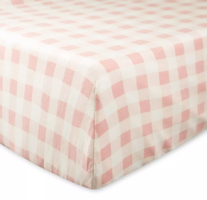 Honest Baby Organic Cotton Fitted Crib Sheet - Peach Skin Painted Buffalo Check