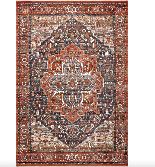 Oliveira Floral Medallion Fringe Red 2' x 3' 7