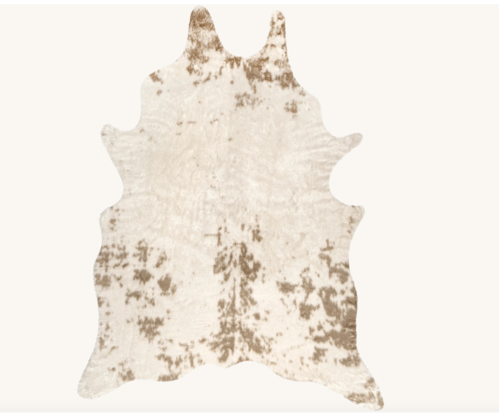 Zahara Faux Cowhide Washable Rug Off White 4' x 5' Shaped