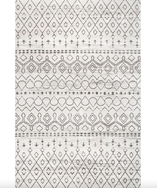 Audrey Machine Washable Geometric Moroccan Area Rug Ivory 3' 3