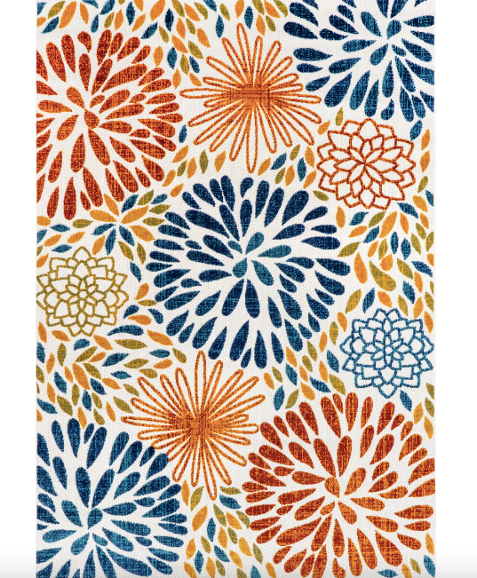 Monique Floral Indoor/Outdoor Area Rug Blue 2' x 3'