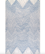 Load image into Gallery viewer, Wavy Chevron Outdoor Area Runner Rug Blue 2&#39; x 8&#39;
