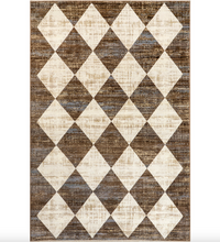 Load image into Gallery viewer, Meline Checkered Fringe Area Rug Brown Beige 4&#39; x 6&#39; 5&quot;
