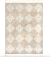 Load image into Gallery viewer, Marissa High/Low Diamond Tassel Area Rug Beige 4&#39; x 6&#39; Rectangle

