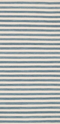 Annie Selke Ladder Stripe Handwoven Wool Runner Rug - Navy/Ivory - 2'6" x 8'