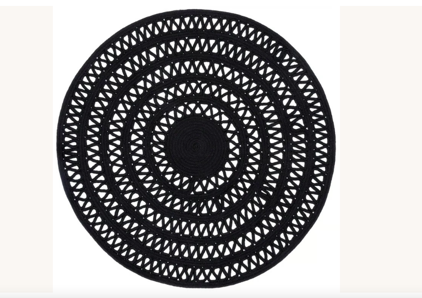 Bowline Handwoven Indoor/Outdoor Round Rug 10' Black