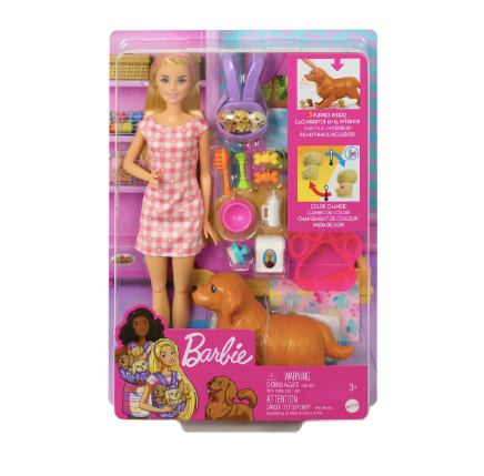 Barbie - Doll and Newborn Pups Playset