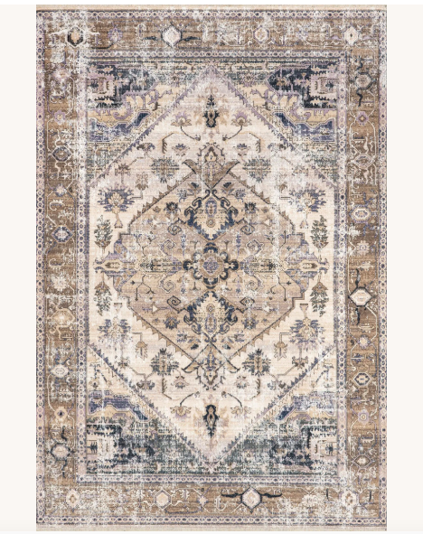 Larkspur Fringed Washable Rug Light Brown 3'x5'