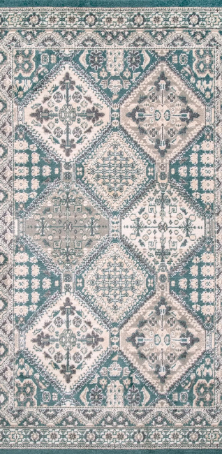 Vintage Tile Becca Area Rug Blue 2' 6" x 8' Runner