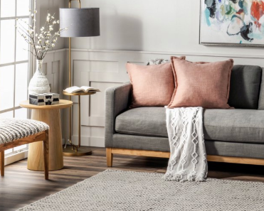 Penelope Braided Wool Area Rug Light Gray 3' x 5'