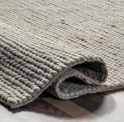Penelope Braided Wool Area Rug Light Gray 3' x 5'