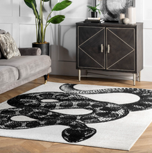 Load image into Gallery viewer, Thomas Paul Power Loomed Serpent Area Rug B/W 5'x8'

