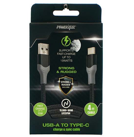 Cable Charge and Sync USB-A to Type-C 4' -Black