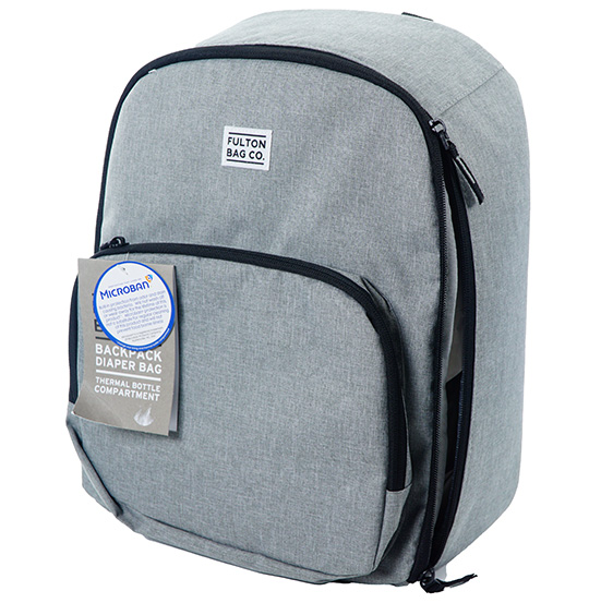 Diaper Bag Backpack W/ Thermal Bottle Compartment - Gray