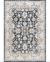 Load image into Gallery viewer, Breigh Medallion Bordered Machine Washable Area Rug Blue 10' x 14'
