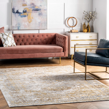 Load image into Gallery viewer, Madisson Vintage Faded Medallion Area Rug Gold 4'x6'
