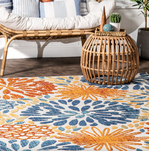 Load image into Gallery viewer, Monique Floral Indoor/Outdoor Area Rug Blue 10' x 14'
