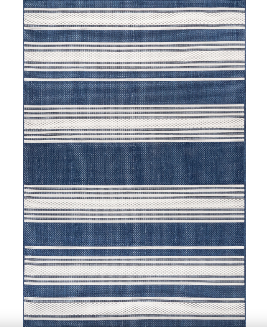 Romy Striped Indoor/Outdoor Area Rug Navy 9' 6" x 12'
