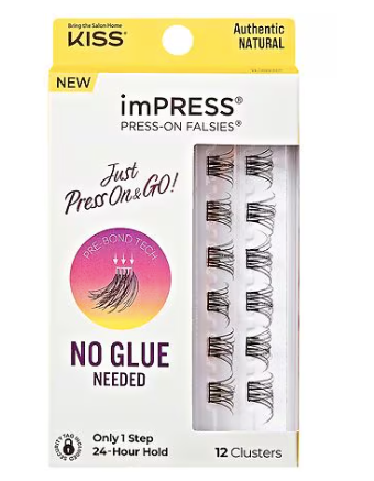 Kiss imPRESS Press-On Falsies Eyelash Clusters - Authentic Natural