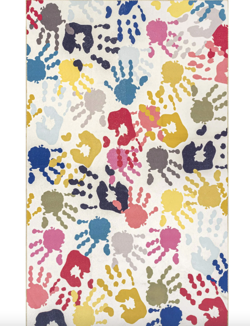 Pinkie Machine Washable Handprint Kids Area Rug 8' x 10'