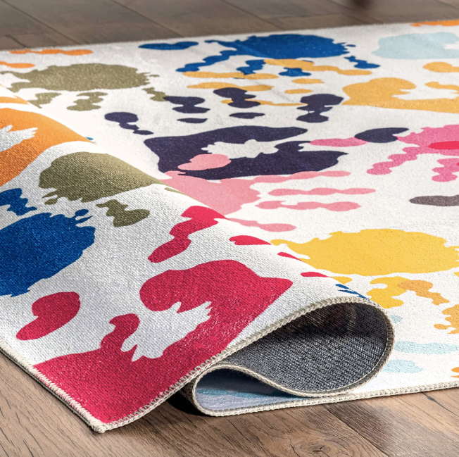 Pinkie Machine Washable Handprint Kids Area Rug 8' x 10'