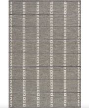 Load image into Gallery viewer, Morgan Geometric Check Wool and Cotton Rug Grey 5'x8'
