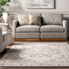 Load image into Gallery viewer, Arwen Vintage Traditional Machine Washable Area Rug Beige 5'x8'
