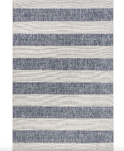 Load image into Gallery viewer, Brianna Striped Indoor/Outdoor Area Rug Blue 6' 7" x 9'
