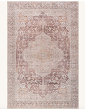 Load image into Gallery viewer, Rora SplashGuard Medallion Machine Washable Area Rug Pale Pink 6' x 9'
