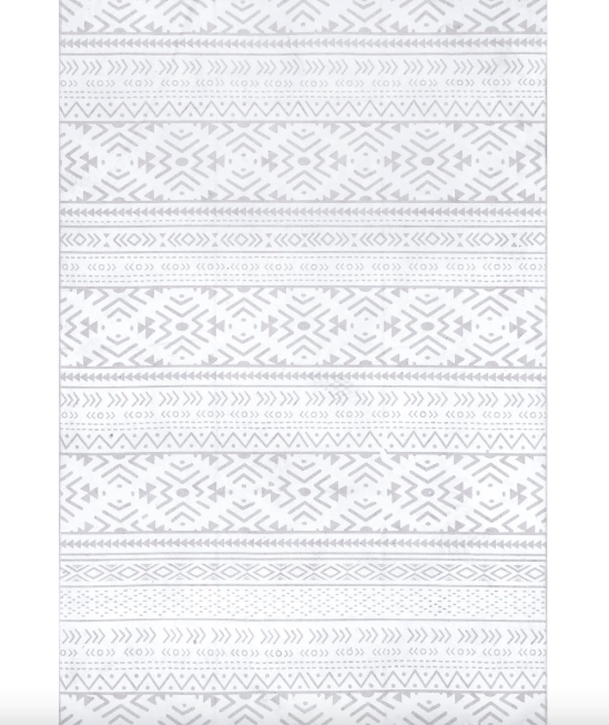 Calia Machine Washable Aztec Bands Area Rug Light Grey 8' x 10'