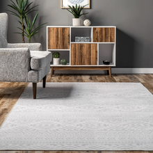 Load image into Gallery viewer, Calia Machine Washable Aztec Bands Area Rug Light Grey 8' x 10'
