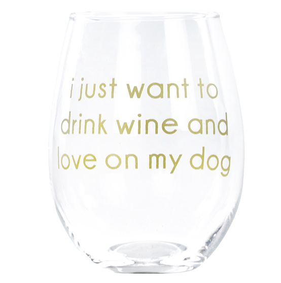 Stemless Wine Glass Speckle Love On My Dog