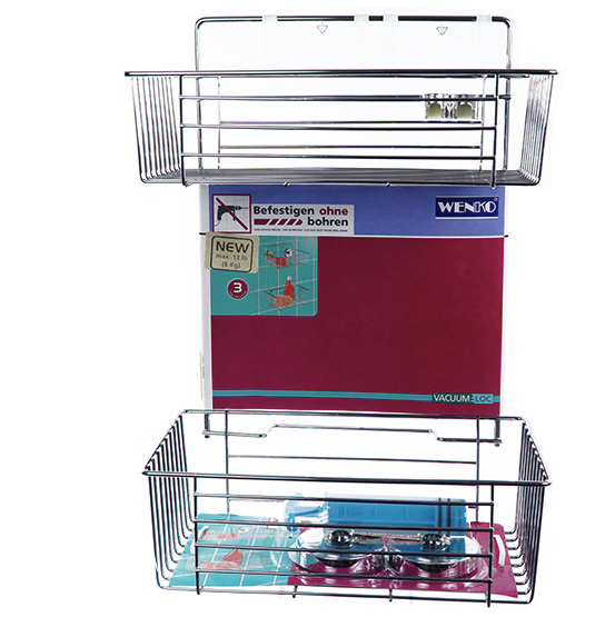 Vacuum-Loc 2-Tier Bathroom Wall Rack 15x10in