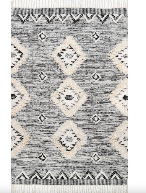 Savannah Moroccan Fringe Area Rug Grey 8' 6" x 11' 6"