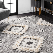 Load image into Gallery viewer, Savannah Moroccan Fringe Area Rug Grey 8' 6" x 11' 6"
