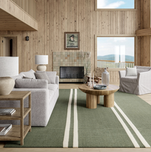 Load image into Gallery viewer, Elowen Double Striped Wool Area Rug Sage Green 9' x 12'
