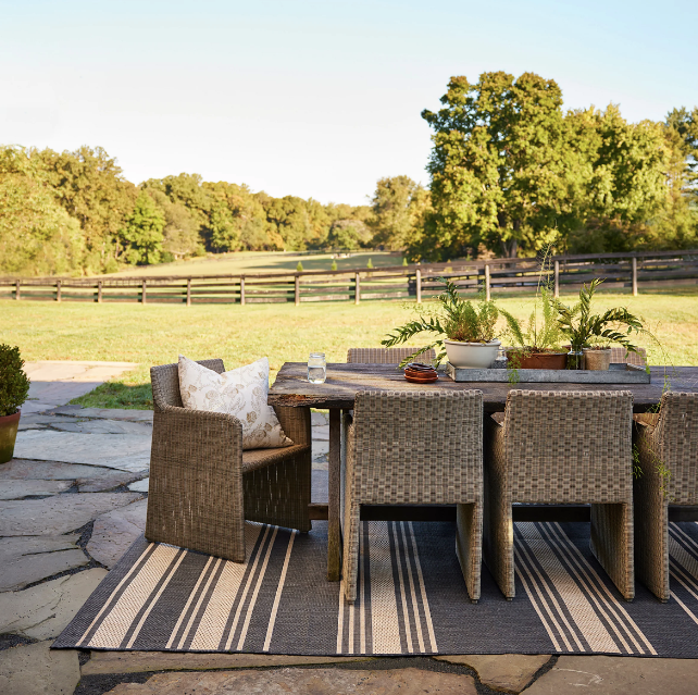 Romy Striped Indoor/Outdoor Area Rug Navy 8' x 10'