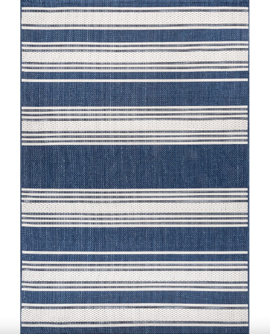 Romy Striped Indoor/Outdoor Area Rug Navy 8' x 10'