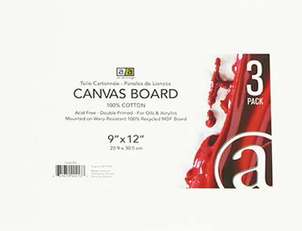 Canvas Board Recycled 9X12" 3pc