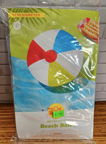 14" SunSquad Inflatable Beach Ball