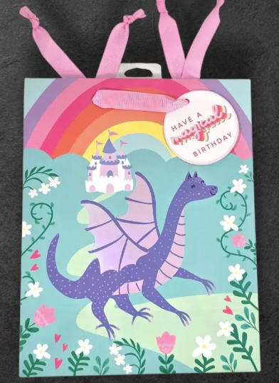Rainbow Dragon Magical Birthday Gift Bag 8"x10"