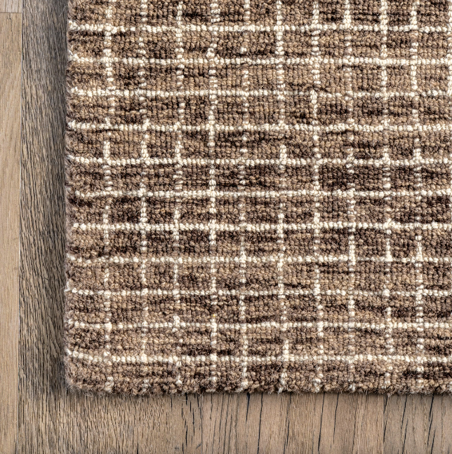 Melrose Checked Wool Area Rug Brown 8'x10'