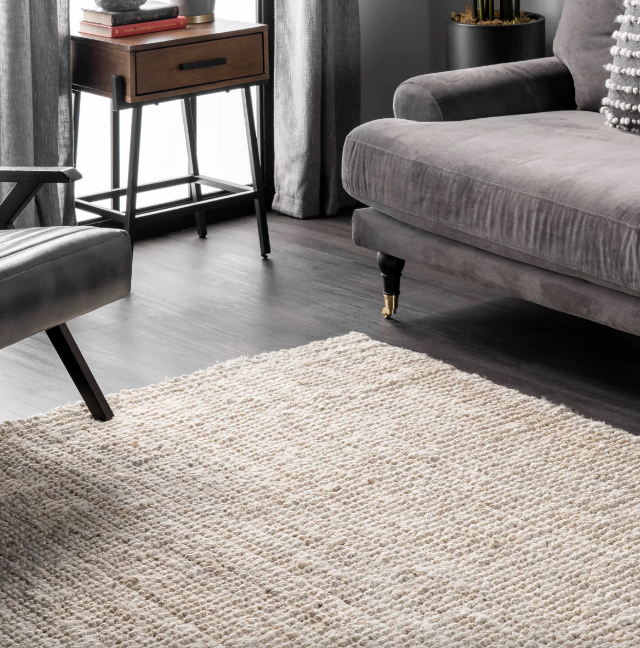 Ashli Solid Jute Area Rug Bleached 9'x11'