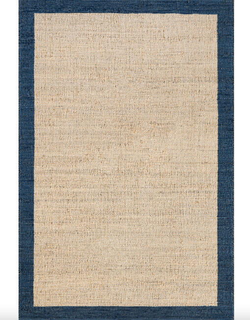 Bronwyn Farmhouse Bordered Jute Blend Area Rug Blue 8'x10'