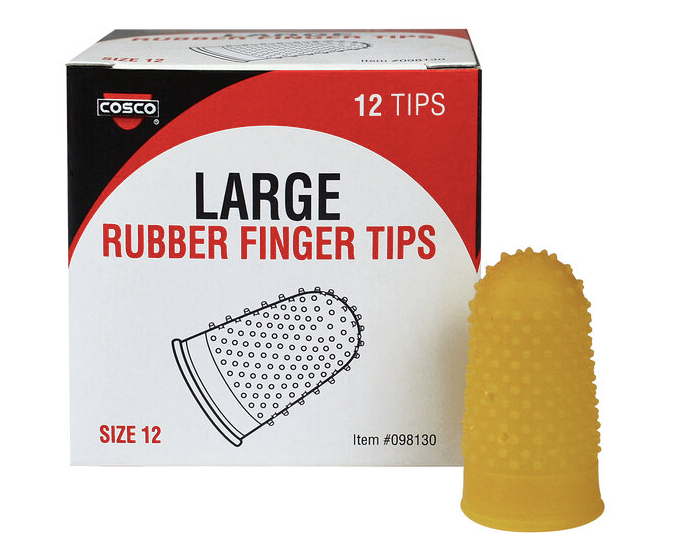 Cosco 098130 Size 12 (Large) Amber Rubber Finger Tips - 12/Pack