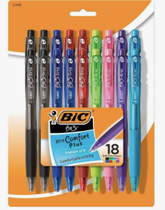Bic BU3 Retractable Medium 1mm Ballpoint Pen Assorted Ink 18/Pack